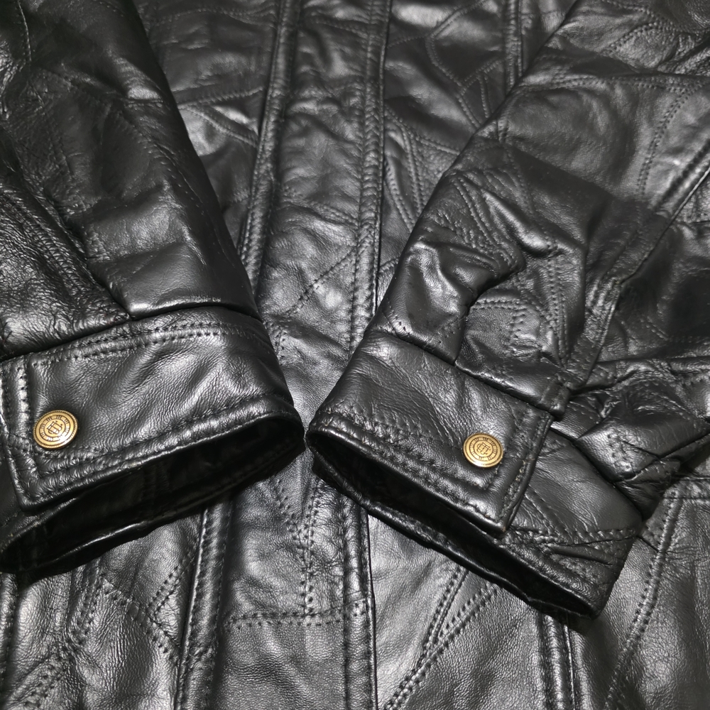 Black Leather Patchwork Jacket Plus Size With Hoo… - image 4